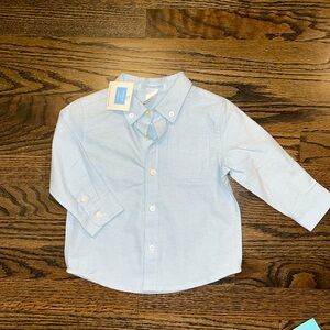 Janie & Jack baby boy button dress shirt. Light blue. 12-18 months. NWT